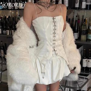 Kjolar rororiri steampunk krokar ögon korsett topp kjol kvinnor hög midje knopp puffy mini cami tube 2-stycken set vintage kläder