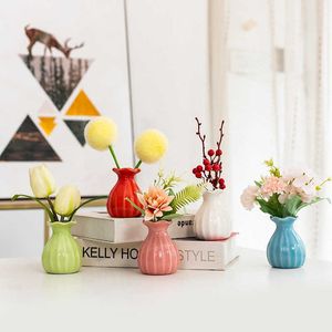 Vasos estilo Instagram Cerâmica criativa Cerâmica pequena vaso doméstico Bedrop Desktop Decoration Mall Mini Ornamento Artificial de Flor Dry Flor Dry H240517