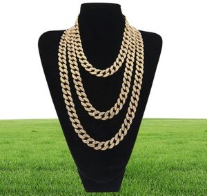 Hip Hop Bling Fashion Chains Jewelry Mens Gold Silver Miami Necklaces Cuban Link Chain Diamond Iced Out Chian298H7137785