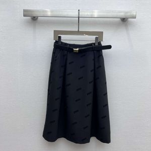 Two Piece Dress Mm23 Early Autumn Fashion Flocking Letter Temperament Versatile Slim Waist Skirt
