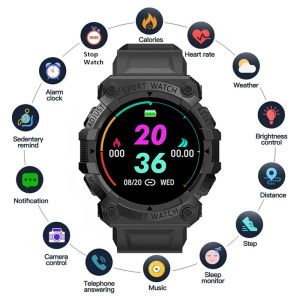 Y56 Akıllı İzle Renkli Dokunmatik Ekran Fitness Tracker Akıllı İzle Erkekler Kalp Hızı Monitör Android IOS için Akıllı Sıkışlar