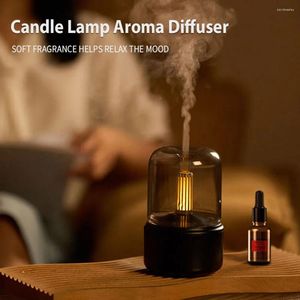 Bordslampor 2024 Candle Lamp Arom Diffuser Air Airfifier Electric 120 ml Flame USB Desktop Night Light