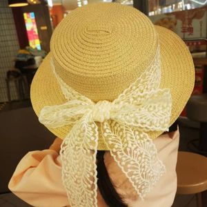 Children's straw hat Seaside holiday wind flat brim straw hat