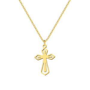 14K Gold Necklaces Hollow Cross Pendants Chain Choker Jewellery Fashion Cross Necklace For Women Jewelry Goth Gifts Party