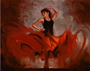 Flamenco spagnolo Arte dipinti ad olio dipinto a mano che ballano donna grande tela per decorazioni da parete7962822
