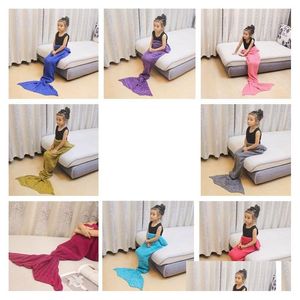 Cobertores Dlling 8 Mermaid Tail Clanta Adt ADT Little Knit Cashmere Sofá WCW708 Drop Drip Baby Kids Maternity Nursery Dhtyh