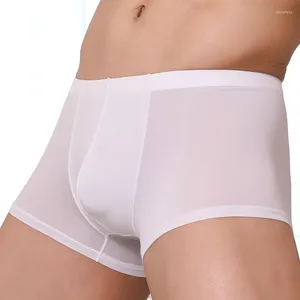 Underpants's mutande da uomo pantaloncini di seta di ghiaccio doppi tasche ad alto livello u convesso convesse mutandine maschili bikini sexy