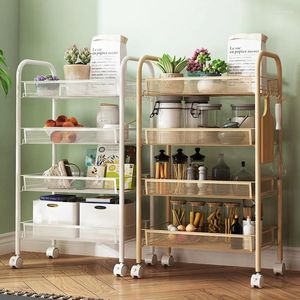 Kitchen Storage 3/4/5 Tier Organizer Rack Movable Bathroom Shelf Metal Rolling Trolley Cart Basket Stand Wheels Save Space