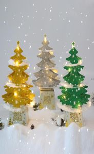 Окраска Newchristmas Mini Desktop Рождественская елка украшения блестящая 3D -всплывающая карта с светом рождественские украшения LLA91255999884