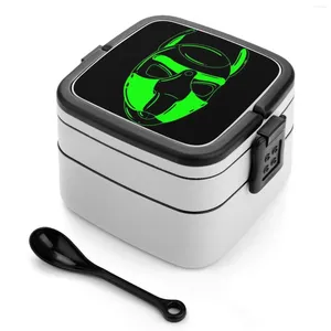 Dinnerware Neon capuz verde de dupla camada bento box salada de almoço Pop Play Puppy Human Personalizado