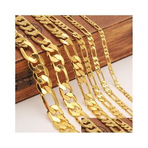 Chains Mens Womens Solid Gold Gf 3 4 5 6 7 9 10 12Mm Width Select Italian Figaro Link Chain Necklace Bracelet Fashion Jewelry Wholesal Othuf