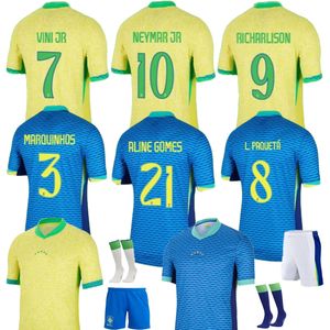 24/25 Brazil Soccer Jersey L.Paqueta Neymar Vini Jr. 23 P.Coutinho Richarlison Football Shirt G.Jesus T.Silva Bruno G. Pele Casemiro Men Kids Sets Jersey