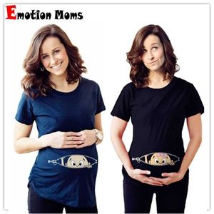 Maternity Tops Tees Summer Maternity Top Pregnancy T Shirt Women Cartoon Tee Baby Print Pregnant Clothes Funny T-shirt Plus Size M-3XL Y240518