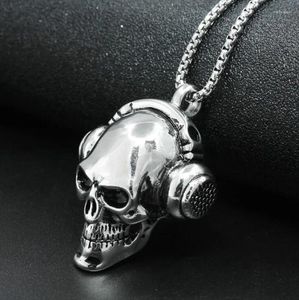 Pendant Necklaces Music Art Skull Necklace Men's Fashion Personality Punk Motorcycle Festival Accessories Gift