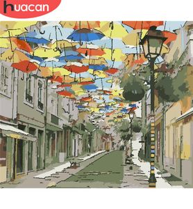 Huacan Painting By number Street Рисунок на холсте по подарочному подарку Diy Pictures By Number Landscape Kits Home Decor2485661