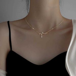 Pendant Necklaces Korean Simple Dot Drill Ecg Pendant Necklace Womens Fashion Womens Necklace Accessories Party Jewelry Wedding Romantic Jewelry J240516