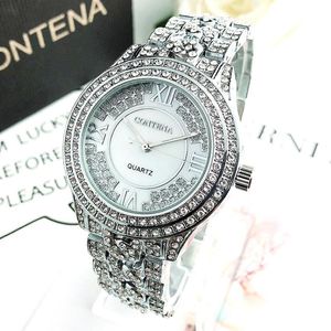 Wristwatches CONTENA 6449 Womens Watches Ladies Stainless Steel Sterling Silver Diamond Watch Water Resistant Quartz Wrist For Women 267r