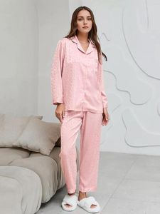 Women's Sleepwear Marthaqiqi Casual Nightgowns Suit Sexy Turn-Down Collar Long Sleeve Nightwear Pants Loose Ladies Home Clothes