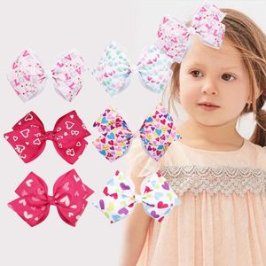 Child Hair Clip 5 Inch Kid Girl sweet Bows Love Heart Hairpin Valentine's Day Gift Barrettes Hair Accessories