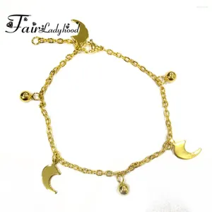 Bracelets de charme Fairladyhood Color ouro Jóias de moda inoxidável Lady Girl Girl Moon Wrist Bracelet for Women