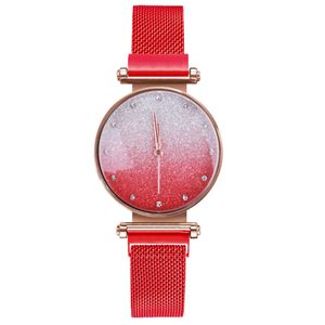 Wholesale Glaring Shiny Dial Noble Temperament Women Wristwatches Quartz Glossy Mesh Strap Watches Trend Magnet Buckle Ladies Watch 297j