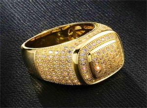 Złoto spersonalizowana biżuteria biała plastowana męska diament mrożony mrożony mężczyzna Pierścionki zaręczynowe ślub Square Pinky Ring Men Prezenty 9000891