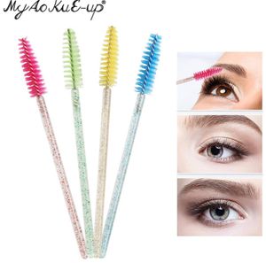 Crystal Eyelashes brushes 50 pcs Diamond handle Mascara Wands Applicator Cosmetic Brush Disposable Make Up brushes Tools6289976