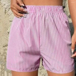 Kvinnors shorts söta rosa randiga pyjamas pyjama korta byxor lounge sömn elastiska midja baggy boxare kvinnor träning