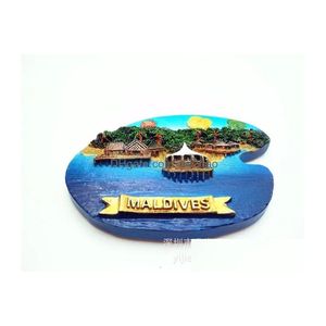 Kylmagneter 3D Magnet Maldives Seaview Island Tourism Souvenir Harts Kylskåp Kök Tillbehör Dekoration Hem 230828 Drop DH4ZX