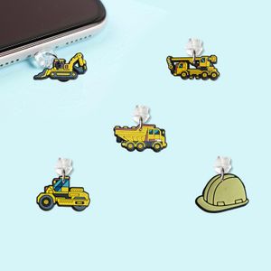 Takı Excavator 12 Karikatür Şekilli Telefon Toz Fişi USB Şarj Portu Kawaii Hücre Anti Dust Fişleri Tip OTIYG için Sevimli Anti Uyumlu