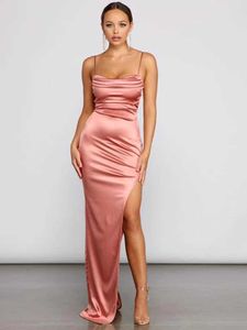 Runway Dresses Sexy Graduation Prom Dress Satin Split Ruched Bridesmaid Wedding Cocktail Party Ceremony Elegant Evening Gown T240518