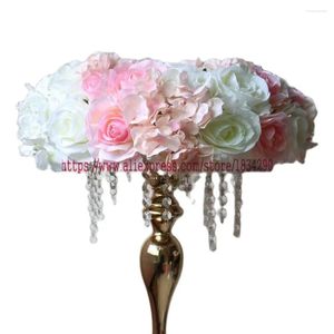 Decorative Flowers TONGFENG 45cm 10pcs/lot Artificial Rose Hydrangea Ring Wreaths Wedding Decoration Table Centerpiece Flower Ball Garland