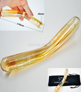 W1031 Gold Pyrex Crystal Crystal Dildo Falso Penis Falso Plug della prostata Plug per maschio Male Masturbazione Prodotti sessuali per donne1389416