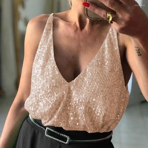 Women's Tanks Sexy Sequin Tank Top Women Sleeveless Camis Casual Blusas Ladies Tee Harajuku Fashion Summer Halter Woman Clothes Camisole