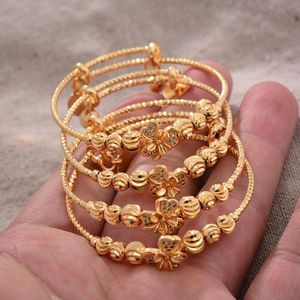 Bangle 4pcs 24k African Arab Arab Gold Color Bangles dla bransoletki dla dzieci Biżuteria Born Borde Romantic Bracelets Prezenty 2698