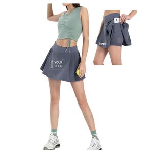 Lu Align Shorts Yoga kjolar Yoga Kort kjol Kvinnor Two Anti-Slip Sports Dresses Lemon ll Woman