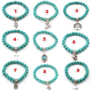 Braccialetti di fascino 8mm Turquoise Bead Hamsa Hand Turkish Etnic Relions Women Women USA Yoga Dropse Delivery Dh7yt