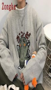 Suéter de malha preto zongke masculino masculino para masculino masculino harajuku suéter pequeno monstro impressão m3xl 2012016868337