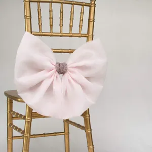 2024 Fashion Elegant Vintage Wedding Chair Covers Organza Bow Sashes Wholesale Party Supplies Accessories 19