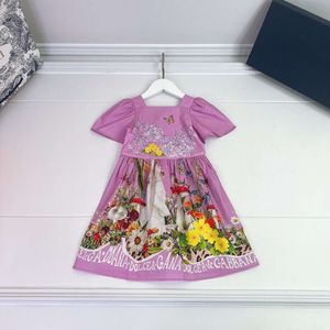 Klänningar Girls 'Summer Short Sleeve Pure Cotton Korean version Foreign Söt vår/sommarprodukt Little Fairy Princess Dress Trend