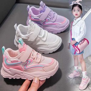 Athletic Outdoor 2024 Spring New Children Thick Soled Trned Casual Shoes Sports Shoes Girls Cute Running Shoes Student Chic Sneakers Non-slip Y240518