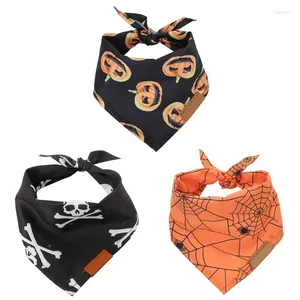 Dog Apparel Dark Scarf For Pet Neck Decorations Halloween Pumpkin Pattern Triangular Towel Neckerchief