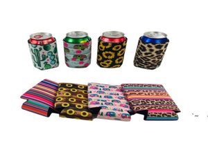 Latas de leopardo manga de neoprene bebida de bebida mais fria de bebida lis de cerveja Isoladores de cerveja premium soda koozies cactus owb68444956