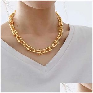 Correntes de alta qualidade em forma de U Horseshoe Chain Chain Luxury U Diamond Pingente Pingente Tennis Jewlery Woman 18k Gold Sier Men Engageme Otlr5