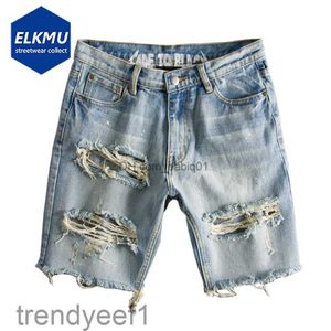 Mens Shorts Men Fashion Broken Hole Hip Hop Denim Shorts 2022 New Summer Streetwear Harajuku Ripped Jeans Shorts Casual Short Pants Trousers T230502