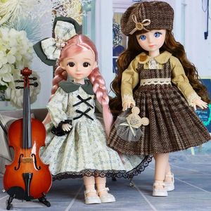 Doll e roupas BJD Múltiplas juntas removíveis 30cm 16 3d Eyes Girl Dress Up Birthday Gift Toy 240518