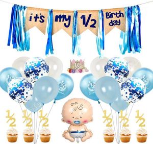 Decorazione per feste di 6 mesi Decorazioni per il compleanno per ragazzo It039s My 12 Banner Cake Toppers e Hat HEAVEN ANNO Baby Shower Sup9395411