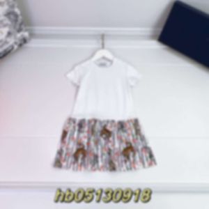 Klänningar Summer Girls 'Giraffe Print Kort T-shirt Långa byxor Panel Blomma Bubble Sleeve Dress