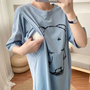 Maternity Dresses Pregnant womens dresses summer nursing clothing for pregnant women maternity care loose casual feeding and home H240517