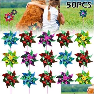 Gartendekorationen 50pcs Vogel Repeller Pinwheel gemischte Farbe reflektierend funkeln